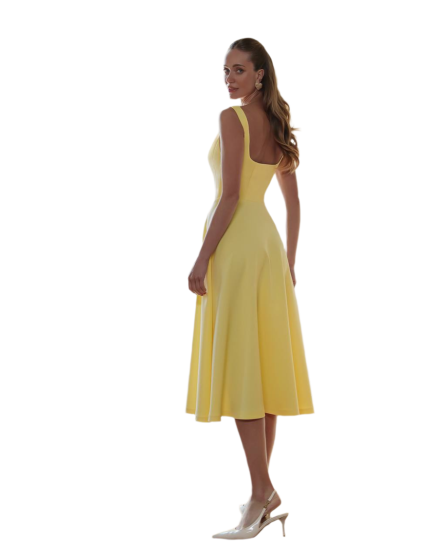 Elegant A-Line Dress in Premium Suit Crepe-Diagonal Fabric