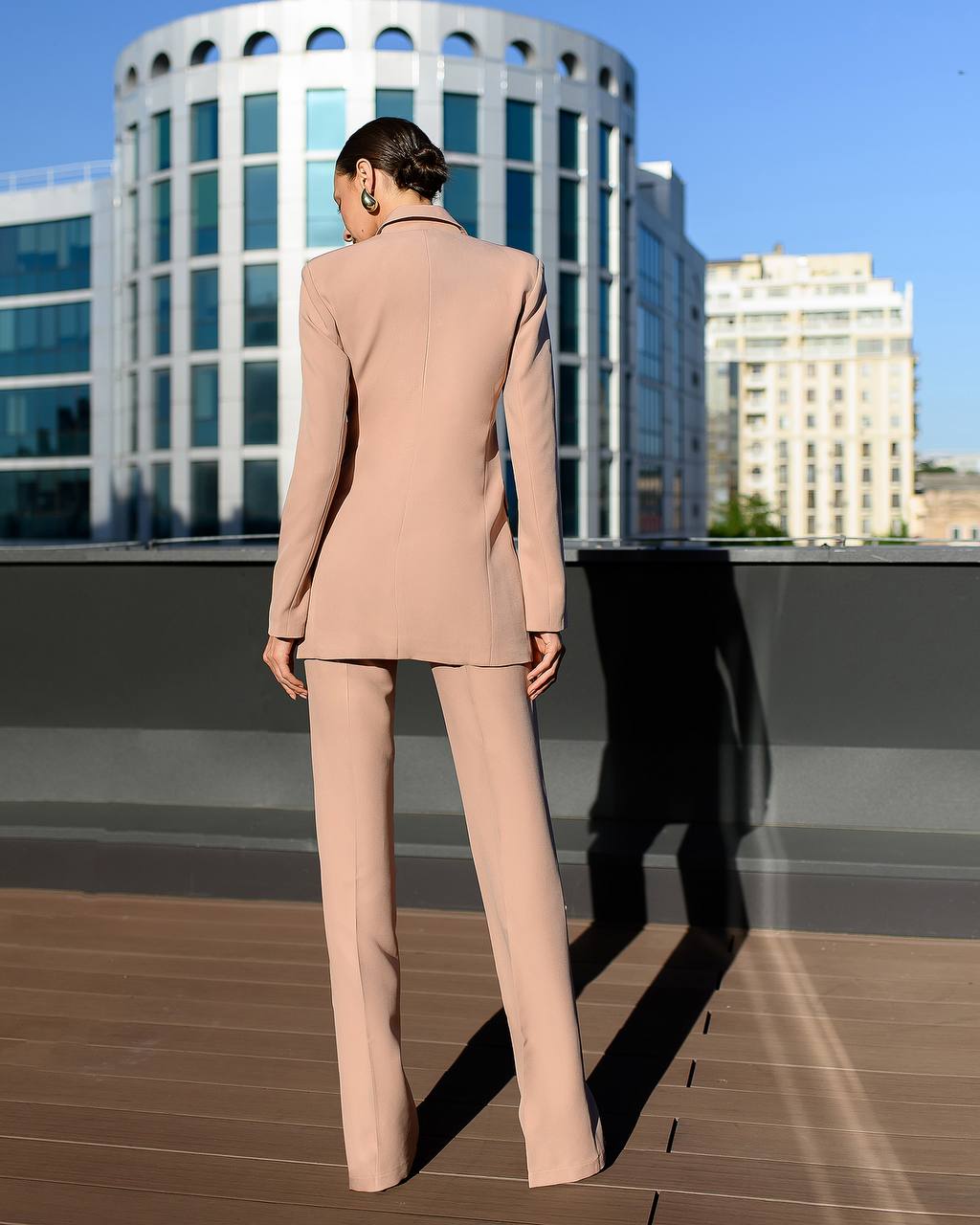Women's Three-Piece Suit with Vest in Diagonal Suit Crepe Fabric