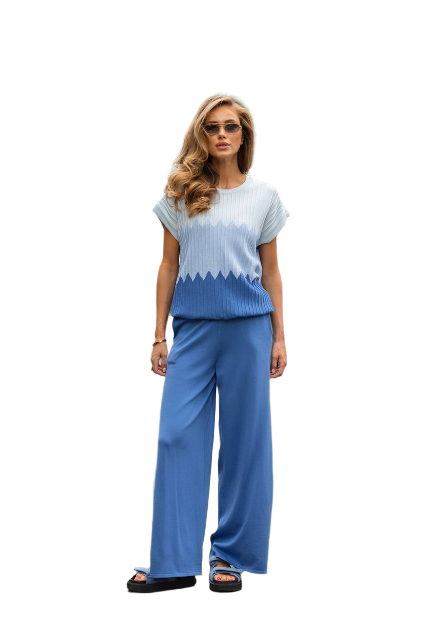 Nevada Suit for Women Lux Cotton Ribbed Top and Wide-Leg Pants