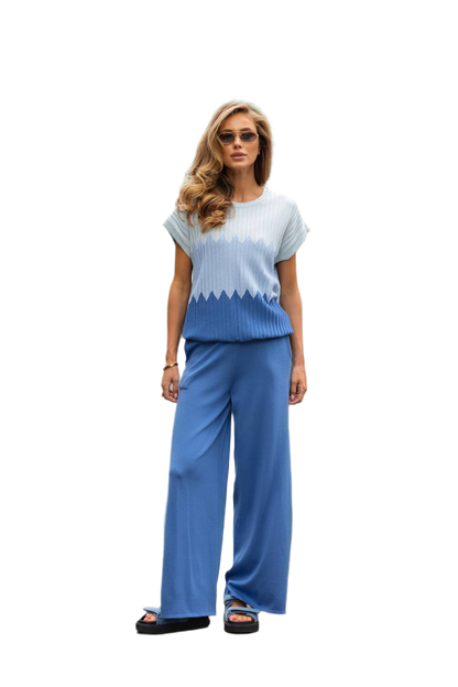 Nevada Suit for Women Lux Cotton Ribbed Top and Wide-Leg Pants
