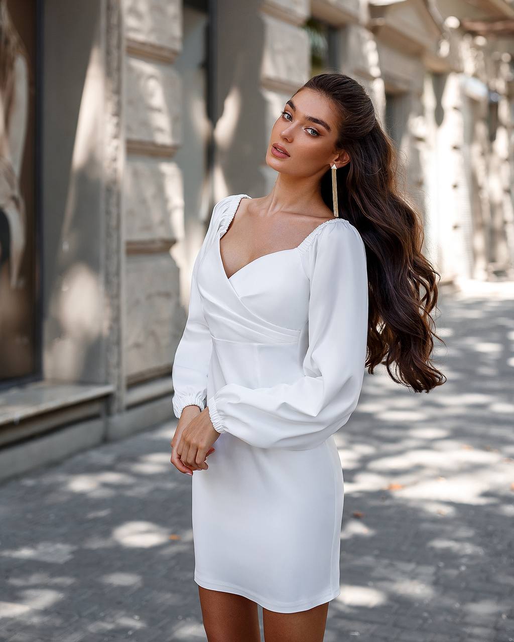Womens Satin Off Shoulder Mini Dress with Puff Sleeves