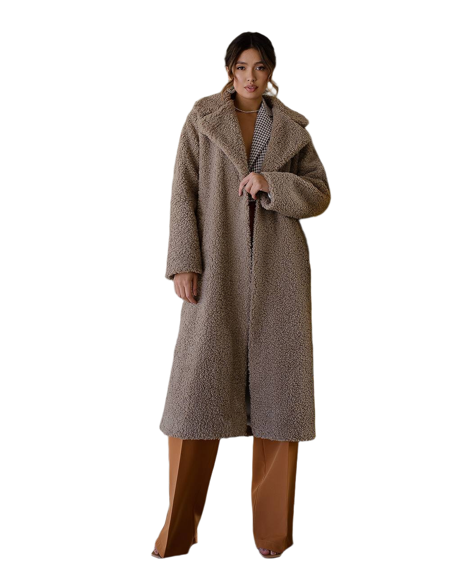 Womens Eco Sheepskin Faux Shearling Coat on Suede