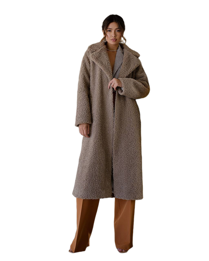 Womens Eco Sheepskin Faux Shearling Coat on Suede