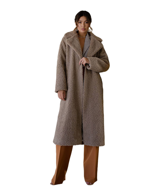 Womens Eco Sheepskin Faux Shearling Coat on Suede