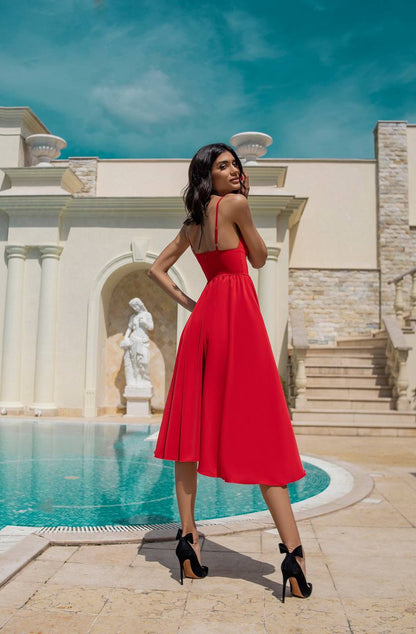 Sany Red Midi Dress Premium Las Vegas Knitwear Women