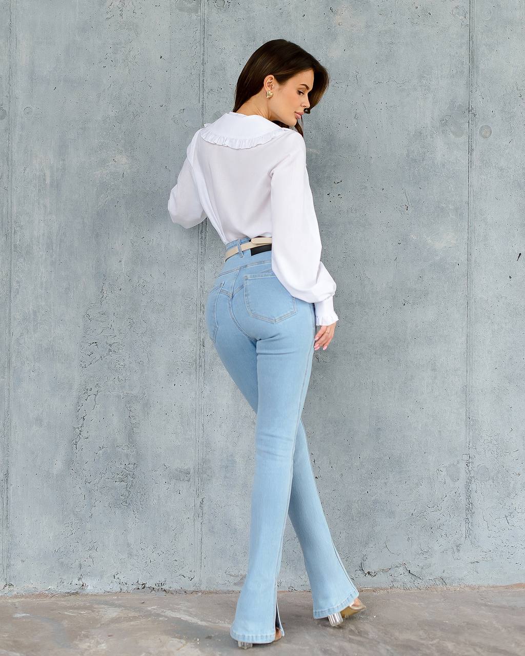 Milky White Premium Cotton Blouse for Women with Ruffled Collar and Cuffs