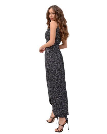 Elegant Printed Silk Strappy Dress for Women