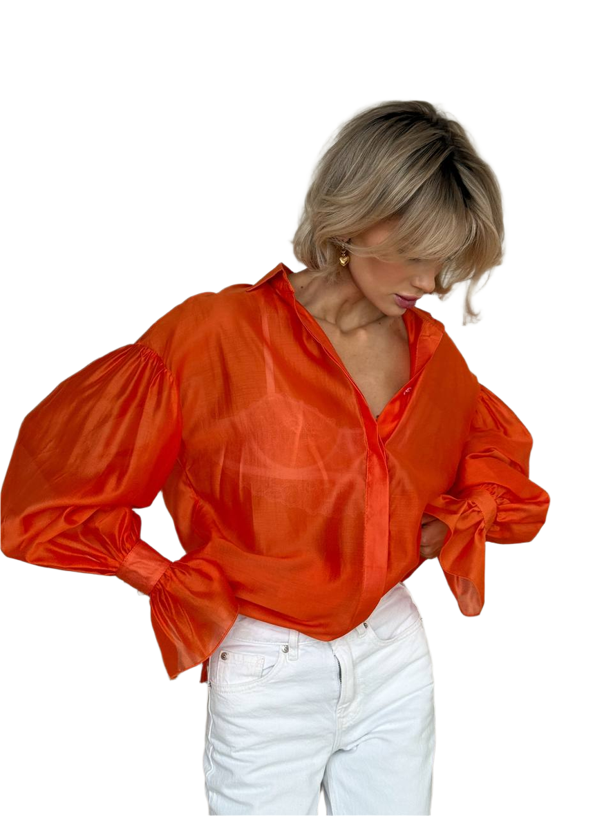 Loose Fit Orange Women's Shirt One Size S-XL