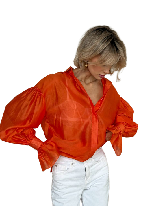 Loose Fit Orange Women's Shirt One Size S-XL