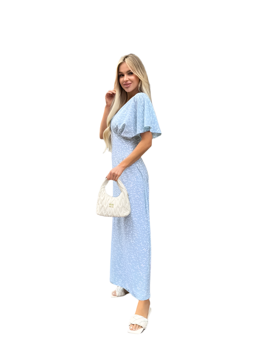 Light Blue Midi Summer Dress with Soft Fabric and Beautiful Cut