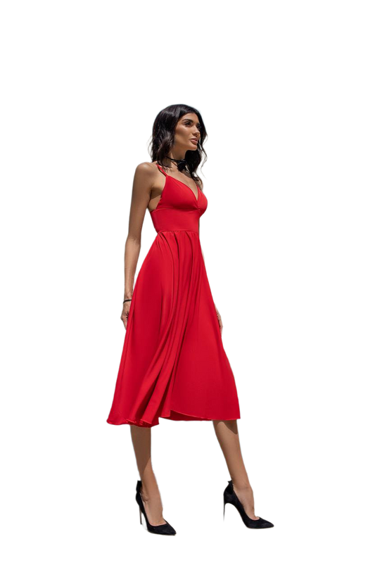Sany Red Midi Dress Premium Las Vegas Knitwear Women