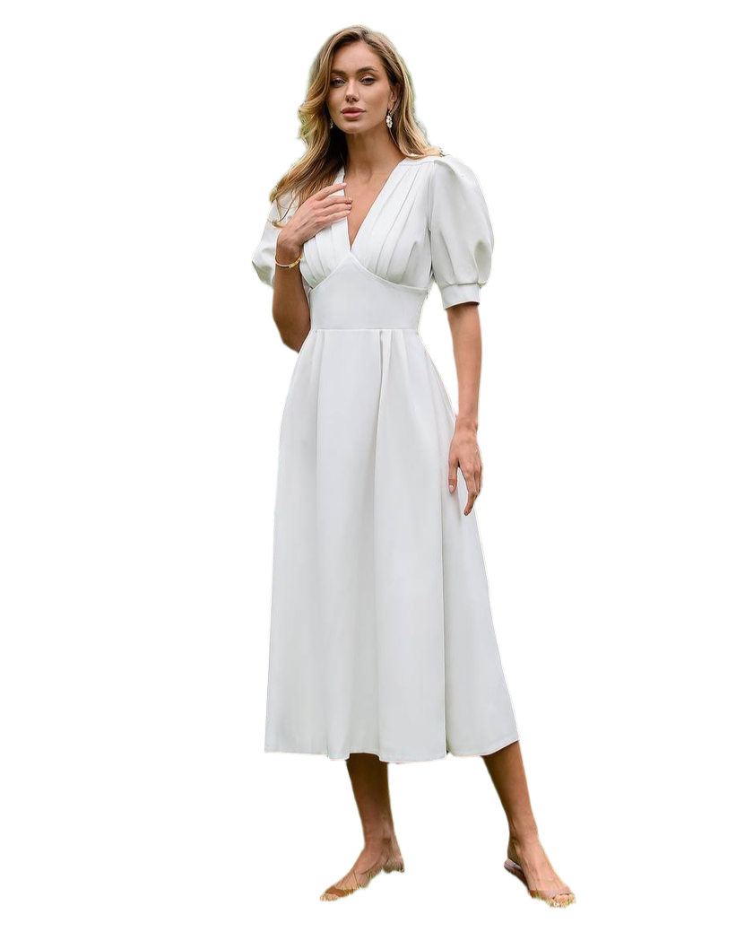 Elegant Midi Dress in Premium Crepe Fabric for Women