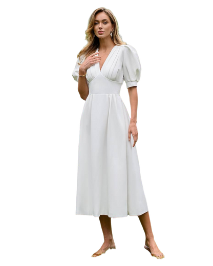 Elegant Midi Dress in Premium Crepe Fabric for Women