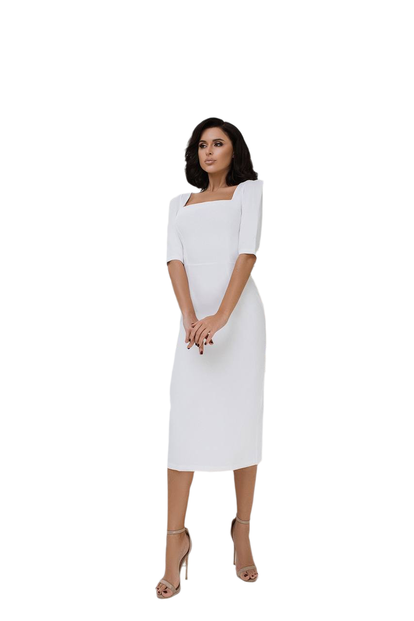 Dress Holly Women Diagonal Crepe Midi Dress with Belt
