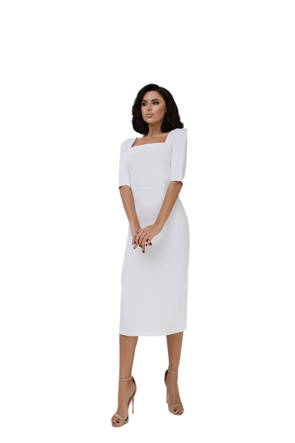 Dress Holly Women Diagonal Crepe Midi Dress with Belt