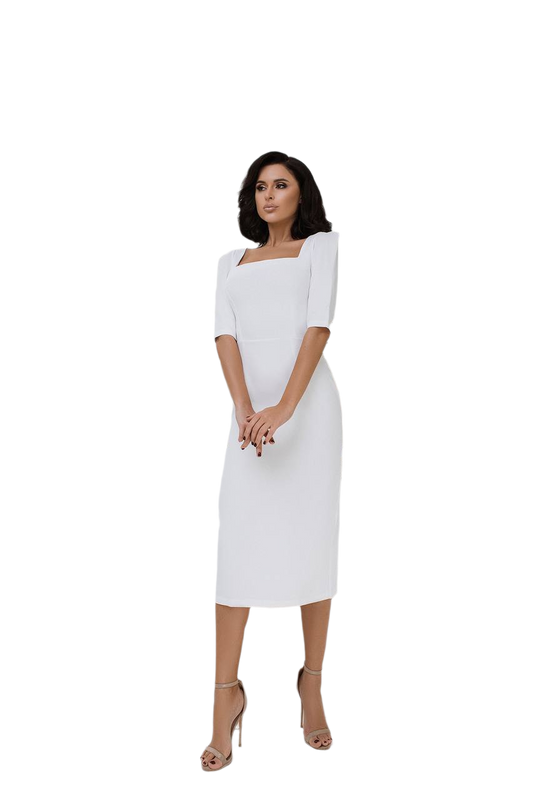 Dress Holly Women Diagonal Crepe Midi Dress with Belt