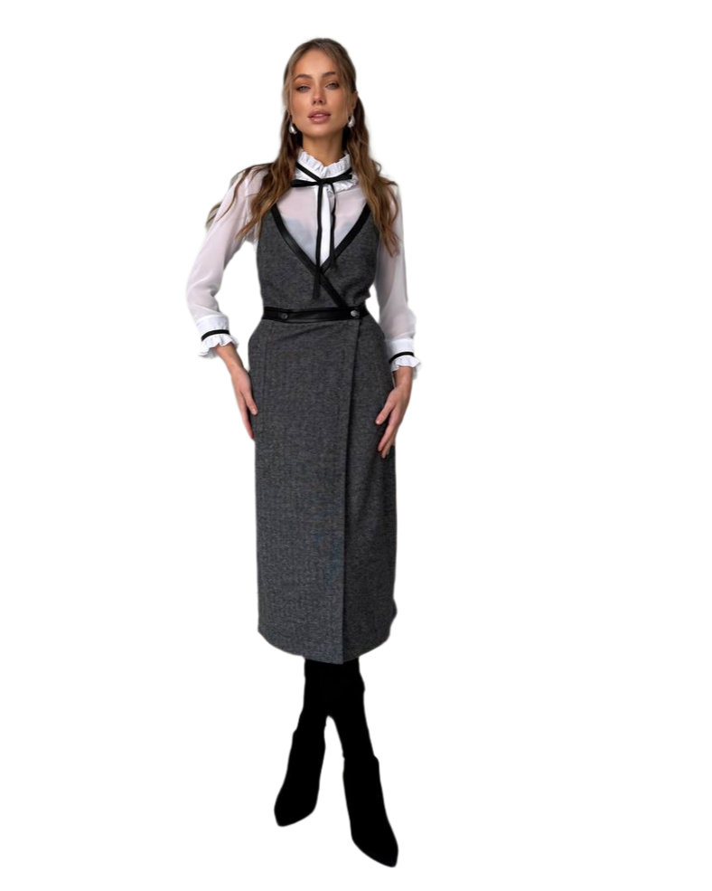 Womens Knitted Tweed Sundress Darina Midi Dress