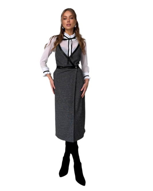 Womens Knitted Tweed Sundress Darina Midi Dress