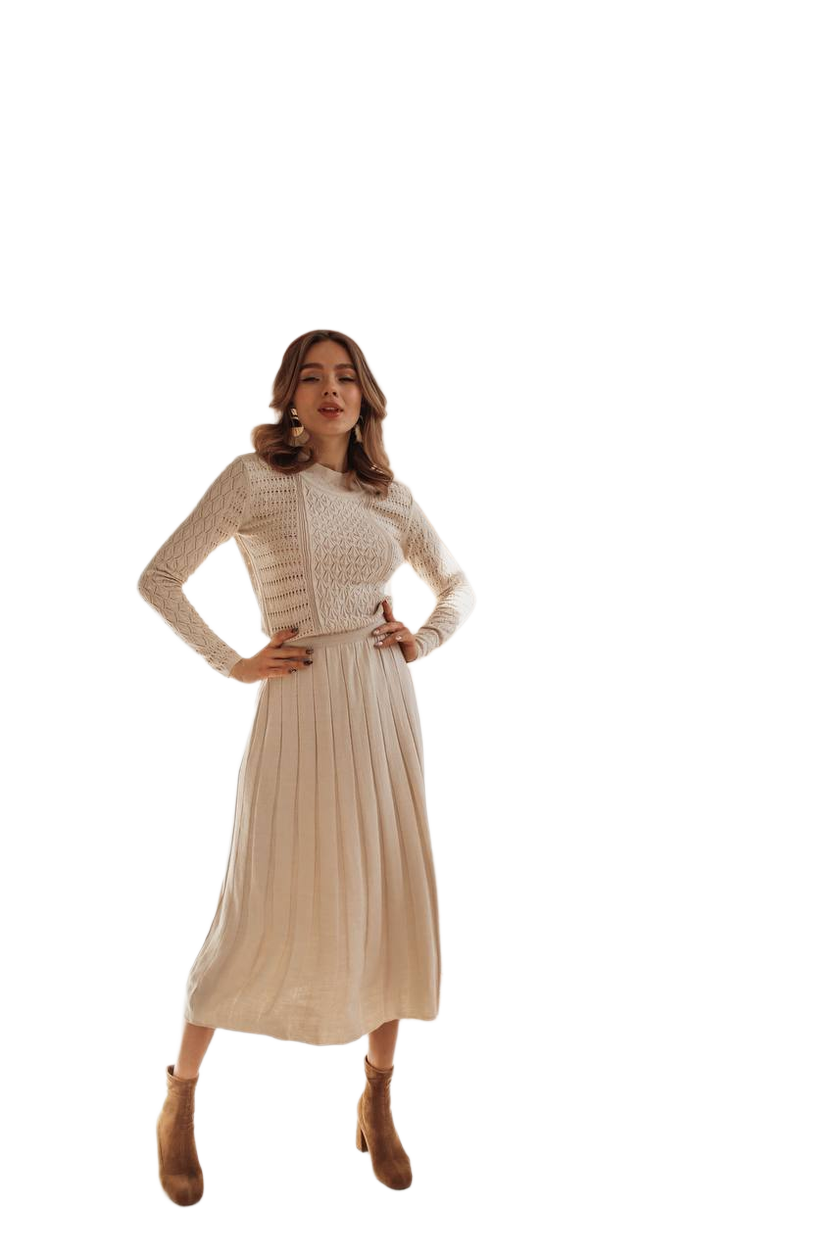 Greta Classic Everyday Dress with Openwork Pattern for Women