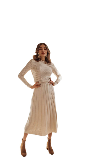 Greta Classic Everyday Dress with Openwork Pattern for Women