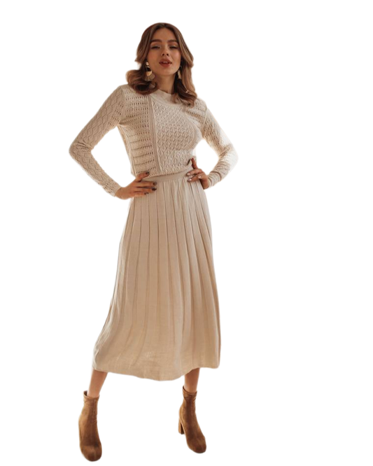 Greta Classic Everyday Dress with Openwork Pattern for Women