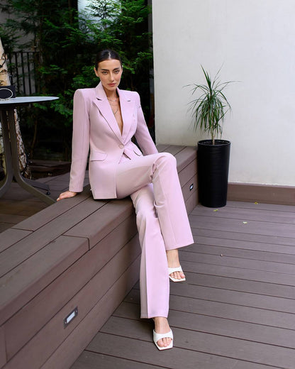 Womens Premium Crepe Diagonale Suit Blazer and Pants in Pink Black Red Blue and Milk