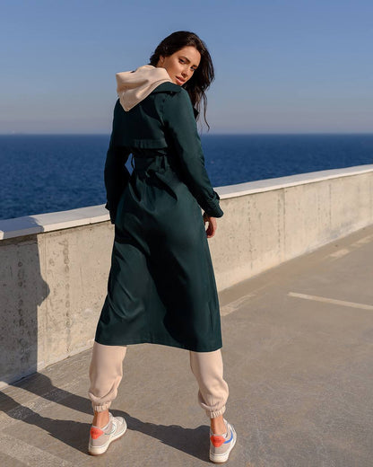 Stylish Cotton Trench Coat for Women with Pockets and Belt Slim Fit Outerwear