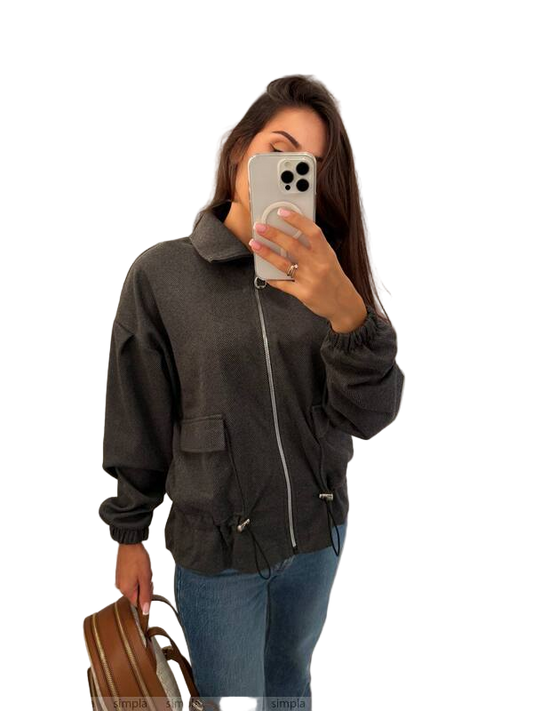 Lightweight Herringbone Cashmere Bomber Jacket for Cool Evenings