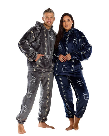 Unisex Warm Plush Hooded Pajamas Comfortable Loungewear