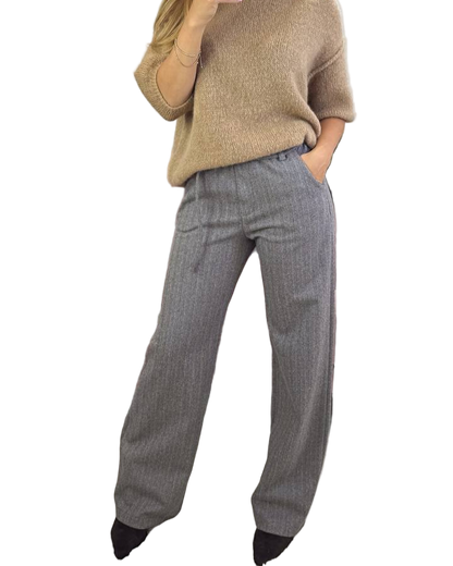 Grey Wool Cashmere Trousers Warm Winter Pants