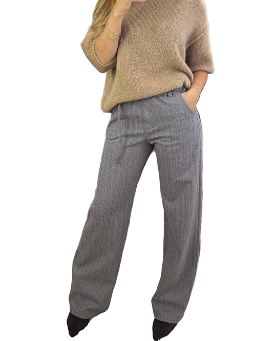 Grey Wool Cashmere Trousers Warm Winter Pants