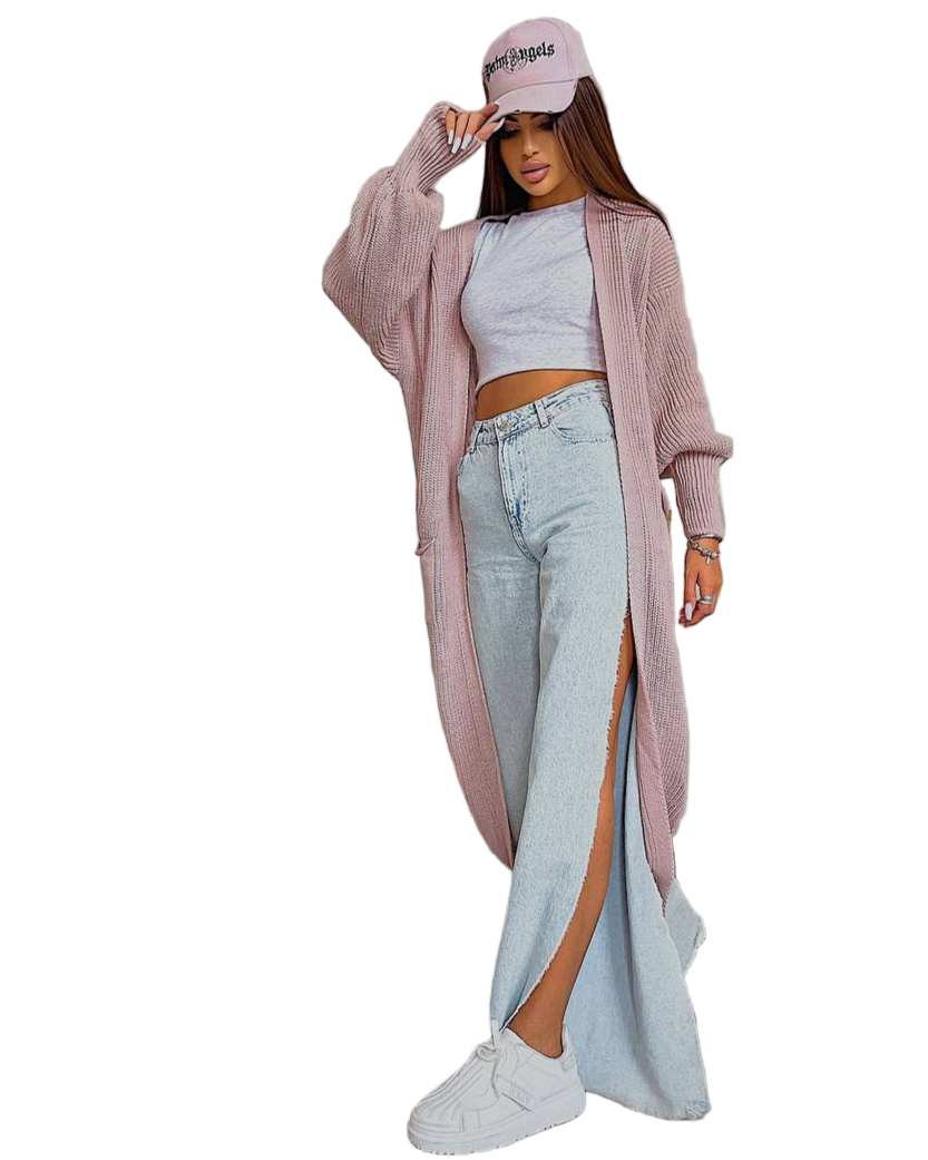 Stylish Long Pink Cardigan for Women