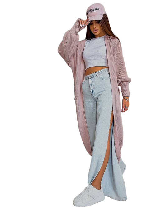 Stylish Long Pink Cardigan for Women