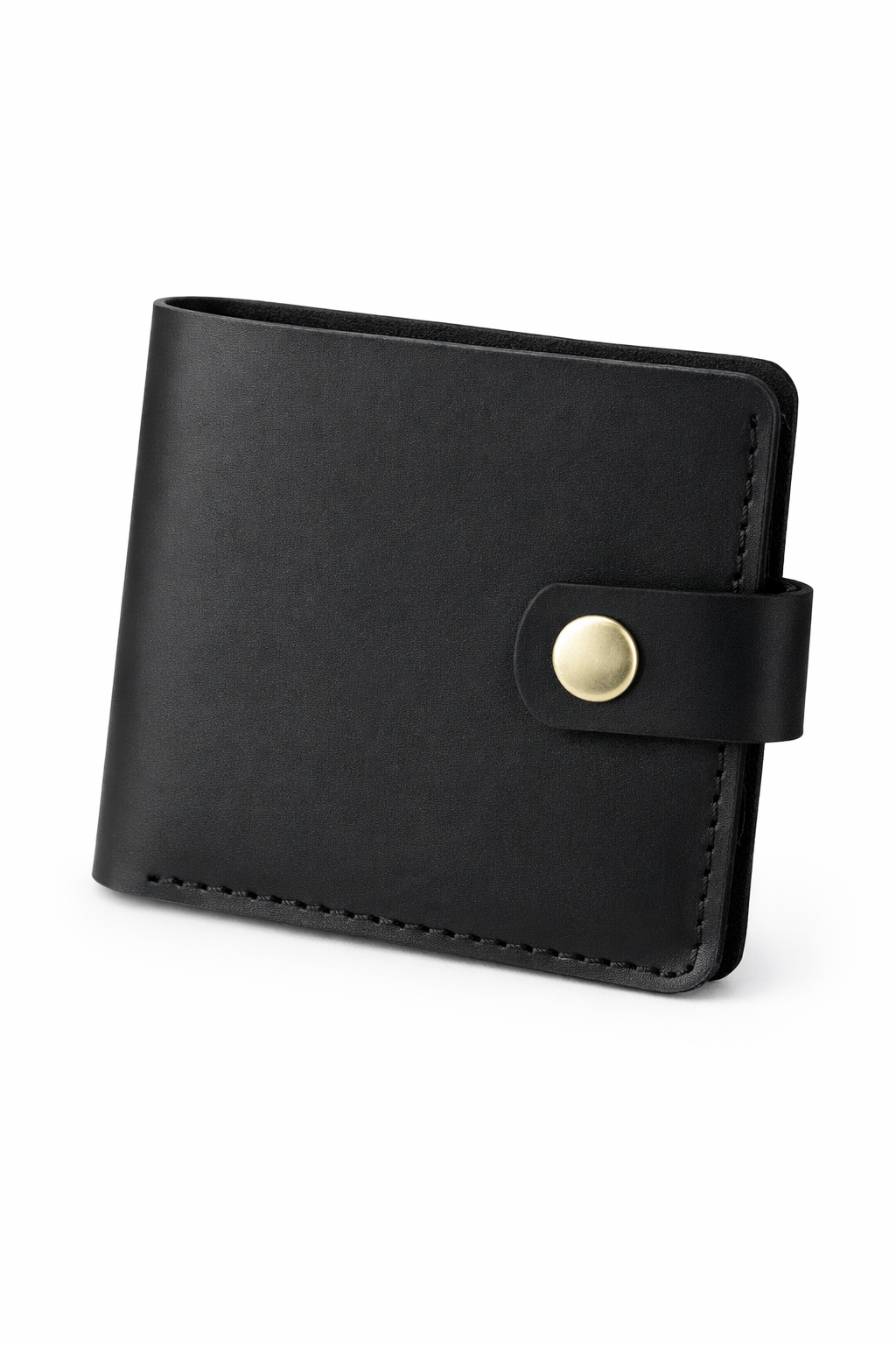 Handmade Mens Wallet Genuine Crazy Horse Leather Black Bifold with Coin Pocket