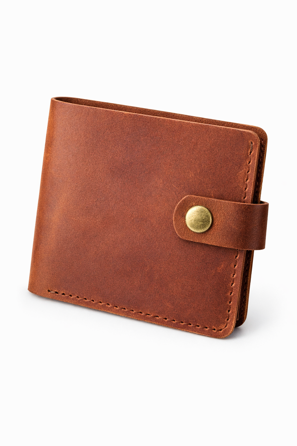Handmade Mens Wallet Genuine Crazy Horse Leather Light Brown Coin Pocket Hand Stitched