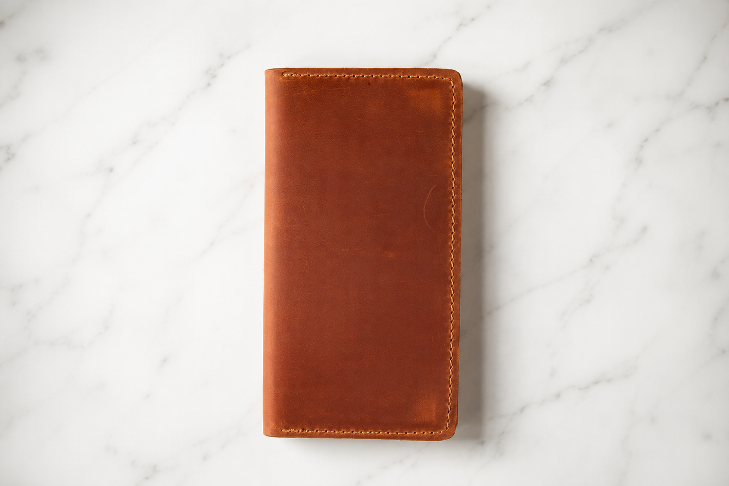 Handmade Genuine Leather Mens Wallet Brown Long Minimalist 16 Card Slots 2 Bill Compartments Gift for Him