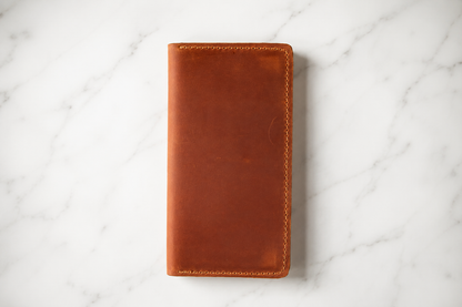 Handmade Genuine Leather Mens Wallet Brown Long Minimalist 16 Card Slots 2 Bill Compartments Gift for Him