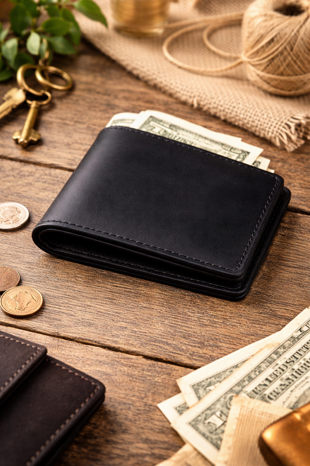 Handmade Mens Bifold Wallet Genuine Leather Slim Minimalist Gift For Him