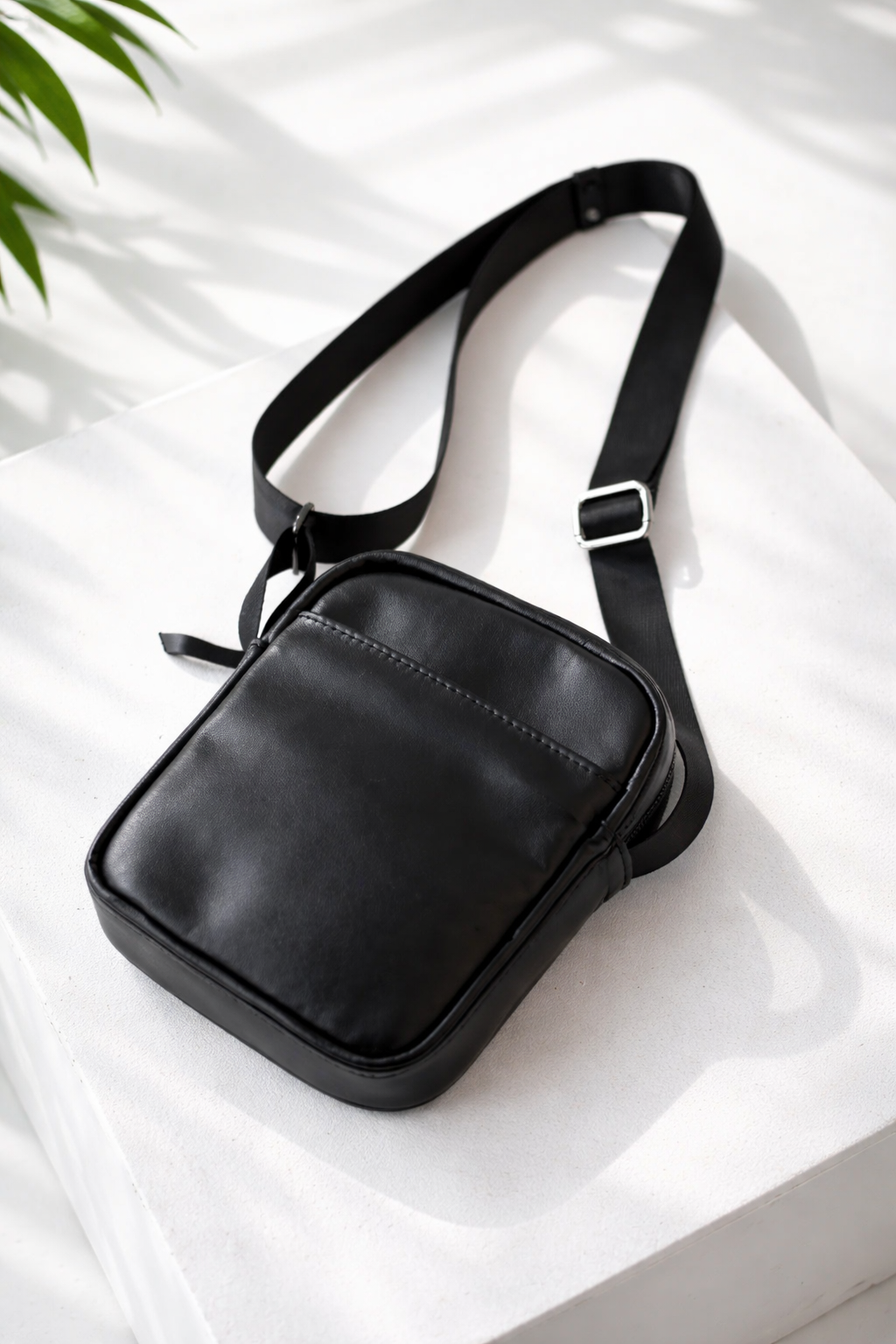 Mens Handmade Genuine Leather Messenger Bag Black Crossbody Shoulder Bag Gift for Him