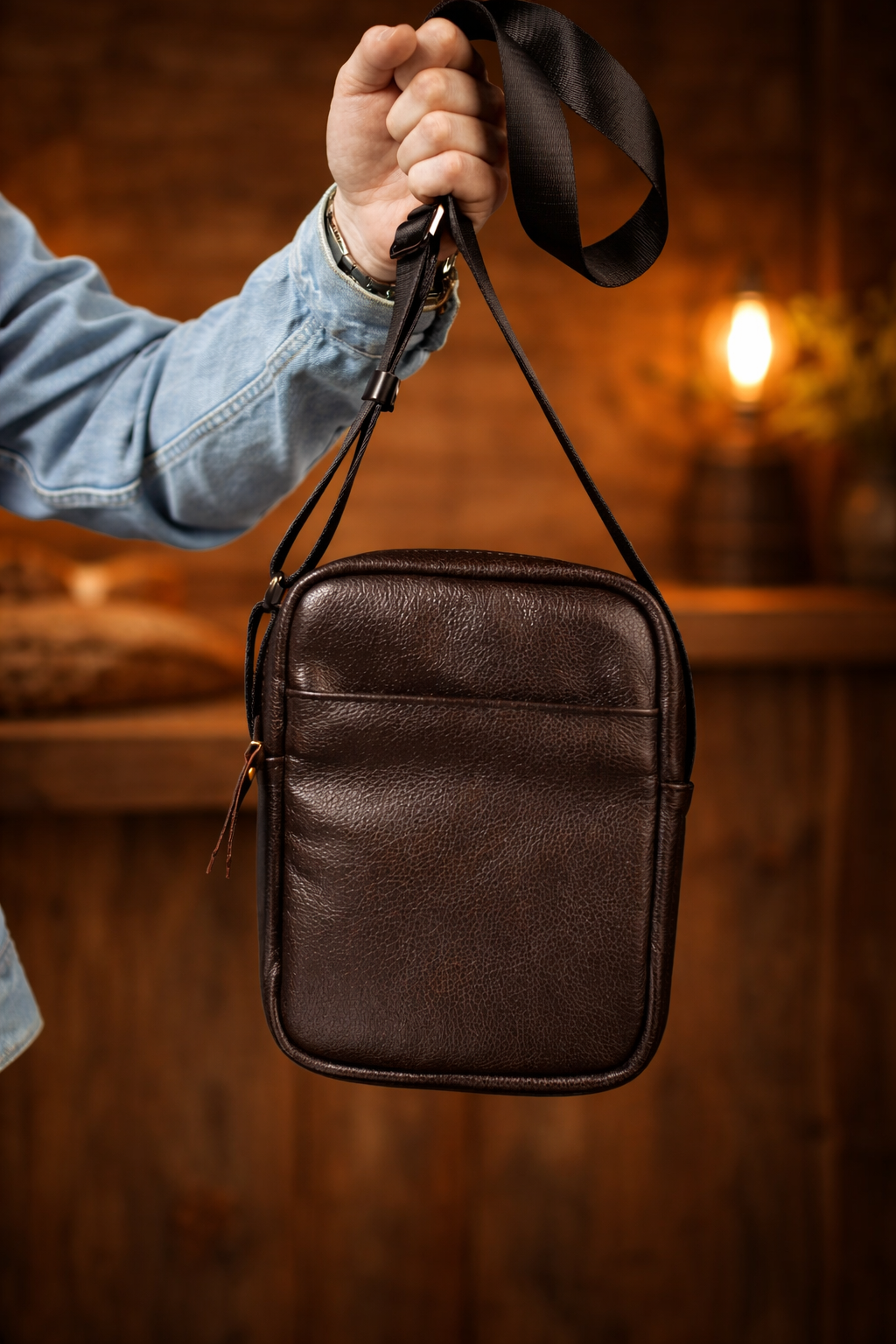 Genuine Leather Messenger Bag Mens Shoulder Bag Brown Handmade Gift for Him