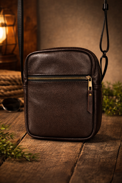 Genuine Leather Messenger Bag Mens Shoulder Bag Brown Handmade Gift for Him