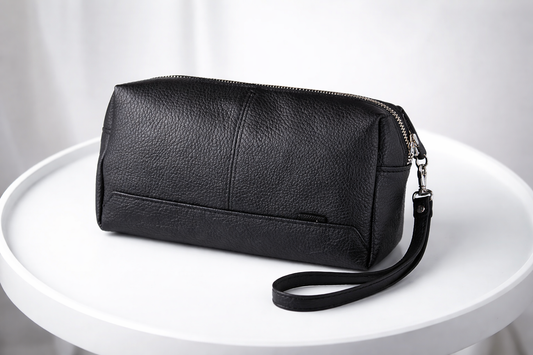 Handmade Mens Leather Clutch Black Gift for Him