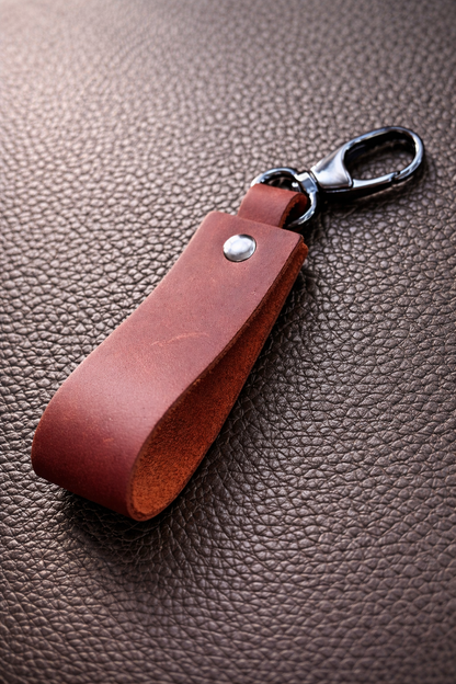 Handmade Leather Keychain Vintage Crazy Horse Leather Key Ring Gift for Him
