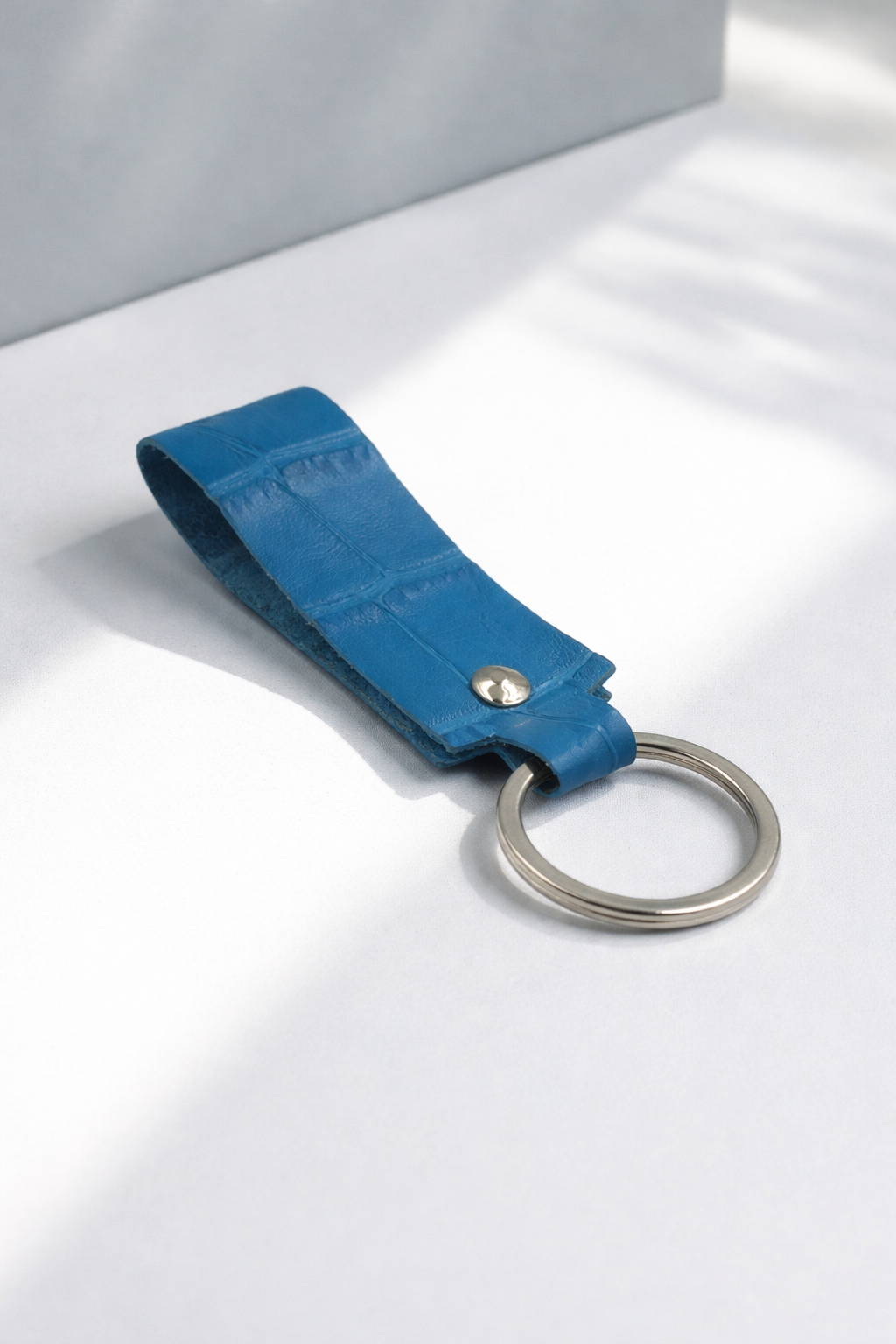 Handmade Italian Leather Crocodile Embossed Keychain Gift for Him