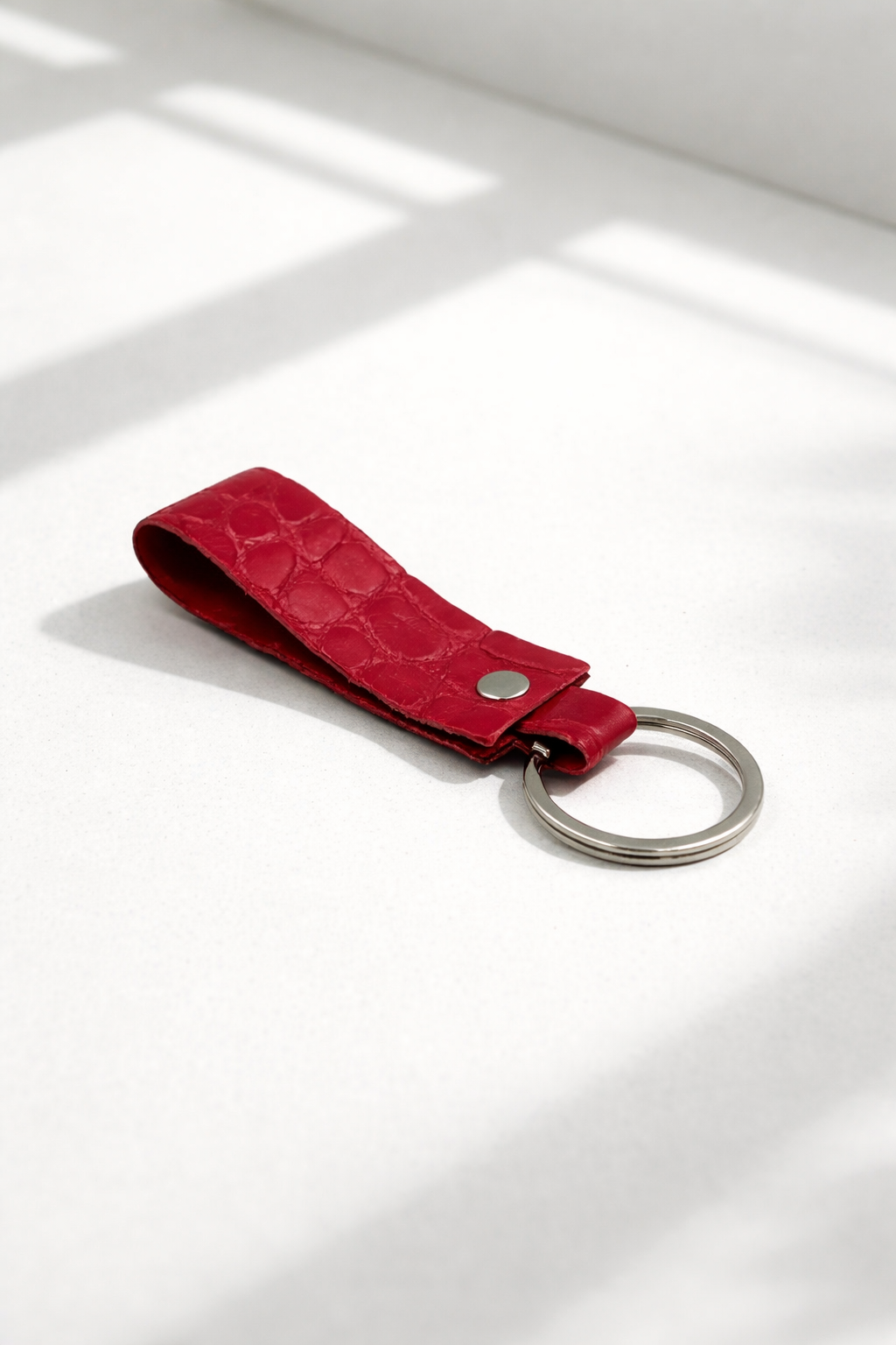 Handmade Genuine Italian Leather Crocodile Embossed Keychain Luxury Gift for Her