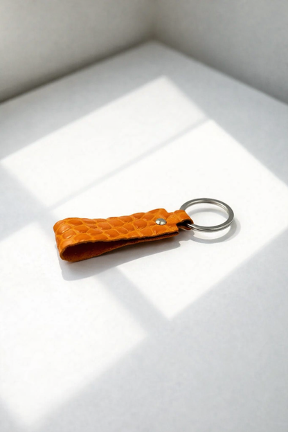 Genuine Italian Leather Crocodile Embossed Keychain Handmade Gift for Her