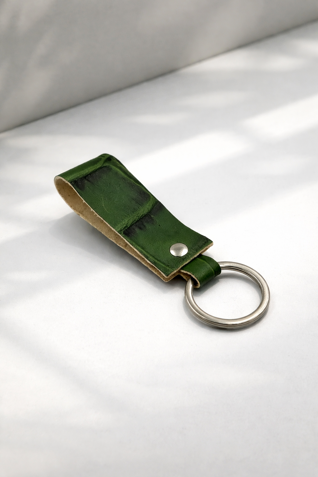 Handmade Genuine Italian Leather Keychain Crocodile Embossed Accessory Gift for Him or Her
