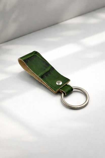 Handmade Genuine Italian Leather Keychain Crocodile Embossed Accessory Gift for Him or Her