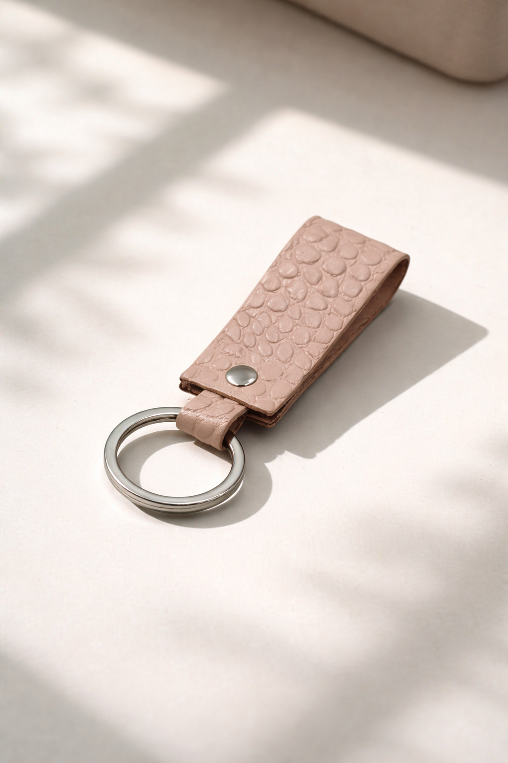 Handmade Italian Leather Keychain Crocodile Embossed Gift for Her