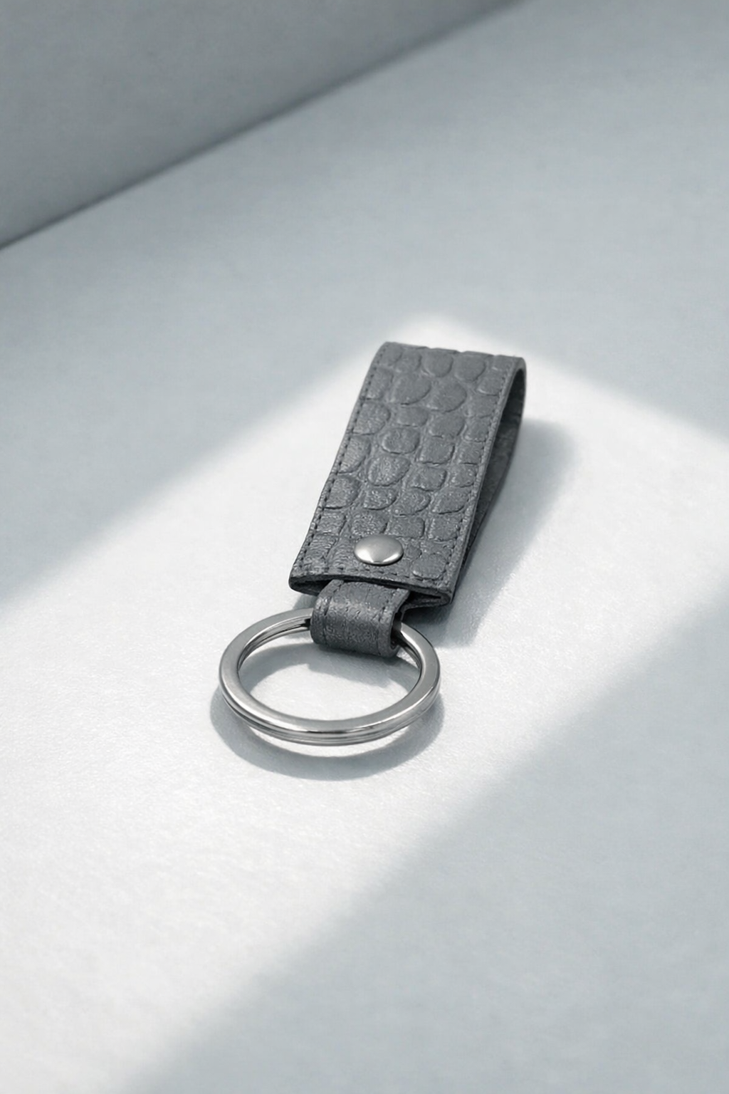 Handmade Italian Leather Keychain Crocodile Embossed Perfect Gift
